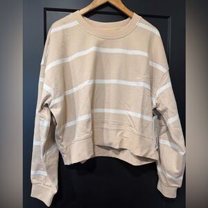 Lululemon Athletica Beige and White Striped Sweatshirt